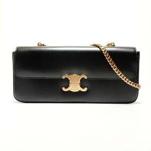 Celine Triomphe Leather Shoulder Bag, Black, WS26273